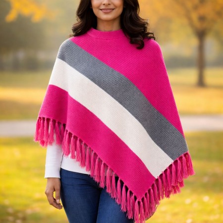 PINK GREY WHITE PONCHO