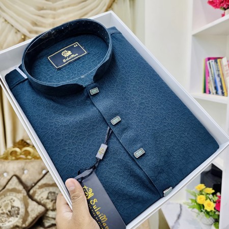 Nevy Blue China Popcorn Panjabi